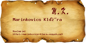 Marinkovics Klára névjegykártya